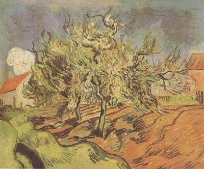 Landscape with Three and a House (nn04), Vincent Van Gogh
